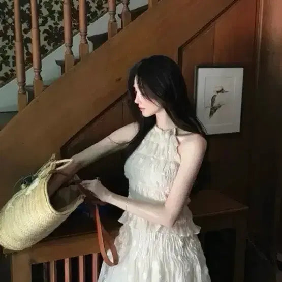 [BUNJANG] Labelle Blanc Rose Halter Setup S (New with Tags) / 라벨르블랑 로즈 홀터 셋업 s (택o 새상품)