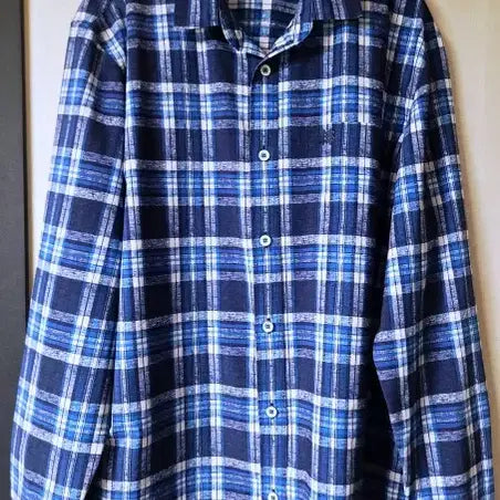 [BUNJANG] Kolon Sport Blue Check Outdoor Cooling Shirt / 코오롱스포츠 냉감 아웃도어 블루체크셔츠 100 폴1356