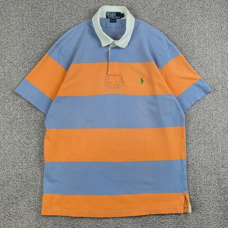 [BUNJANG] Polo Ralph Lauren Light Blue Orange Collar Short Sleeve T-Shirt L / 폴로랄프로렌 카라 반팔 티셔츠 ( L ) / 13164