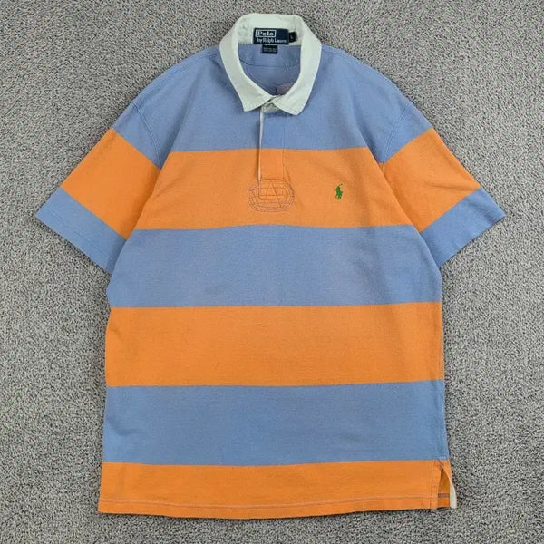 [BUNJANG] Polo Ralph Lauren Light Blue Orange Collar Short Sleeve T-Shirt L / 폴로랄프로렌 카라 반팔 티셔츠 ( L ) / 13164