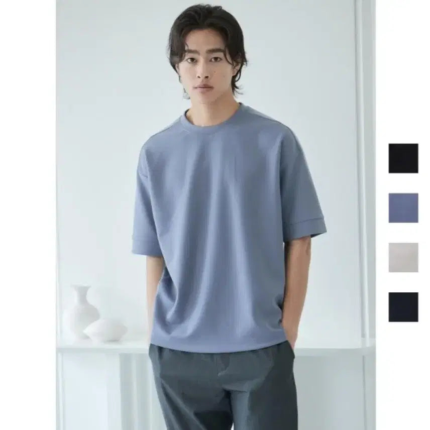 [BUNJANG] Project M Interlock Oversized Blue Short Sleeve T-Shirt Size 100 / [새상품] 프로젝트엠 인터록 오버핏 블루 반팔티 반팔 티셔츠 100