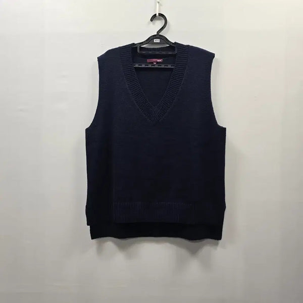[BUNJANG] jaju Navy V-Neck Asymmetrical Long Knit Vest / 0010[jaju] 자주 네이비 컬러 브이넥 언발란스 롱 니트 조끼