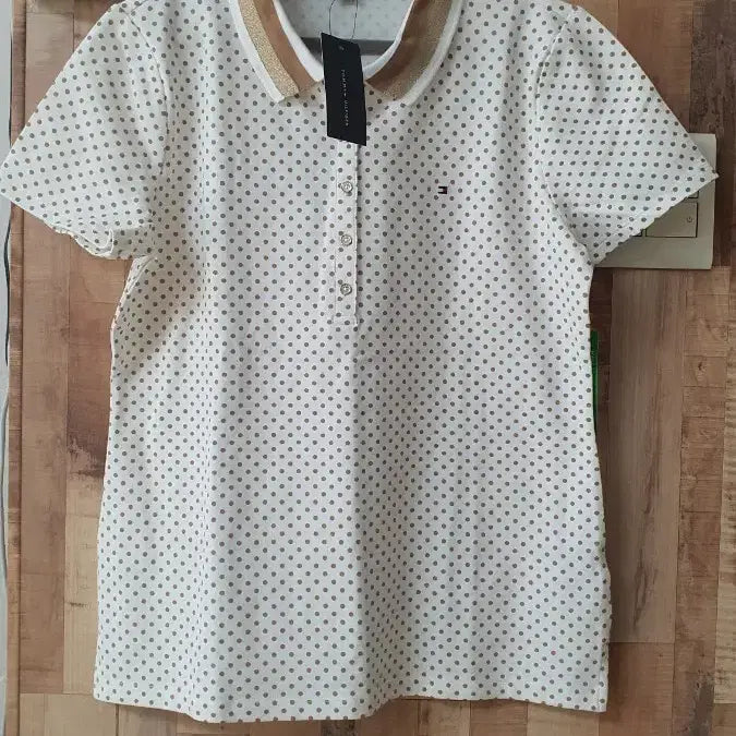 [BUNJANG] Tommy Hilfiger Polka Dot Collar Short Sleeve T-Shirt / 타미힐피거 도트 패턴 카라 반팔 티셔츠(새상품)
