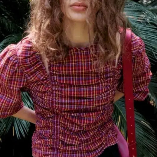 [BUNJANG] ORR Seersucker Shirring Blouse / 오르 시어서커 셔링 블라우스