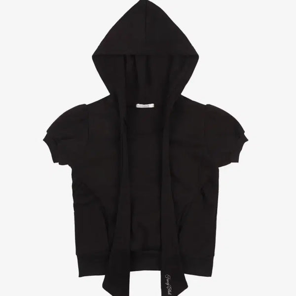 [BUNJANG] Fancy Club Puff Round Scarf Hoodie Black / 팬시클럽 퍼프 라운드 스카프 후디