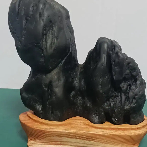 [BUNJANG] Namhangang Twin Peaks Rock Display with Gwae Wood Base / 수석(남한강)