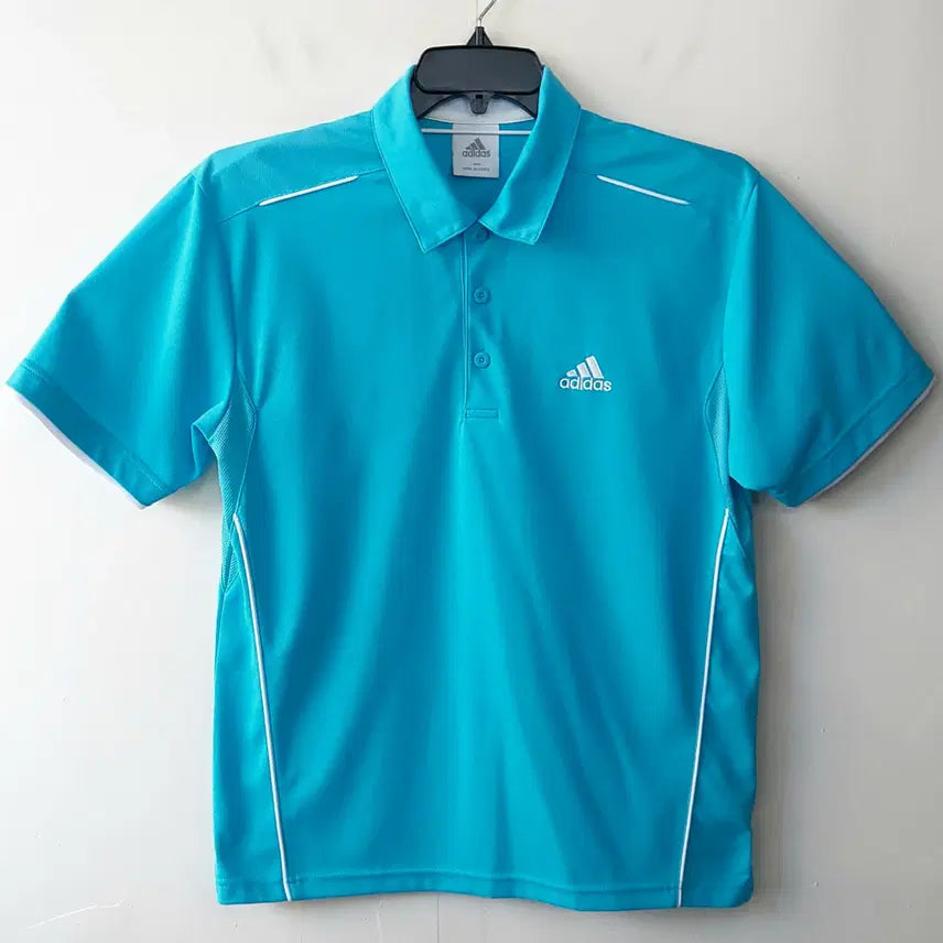 [BUNJANG] Adidas Polyester PK Mesh Collar Short Sleeve T-Shirt Emerald/Sky Blue / 아디다스 100/105 폴리에스터 PK메쉬 카라 반팔티셔츠. EB. +A.