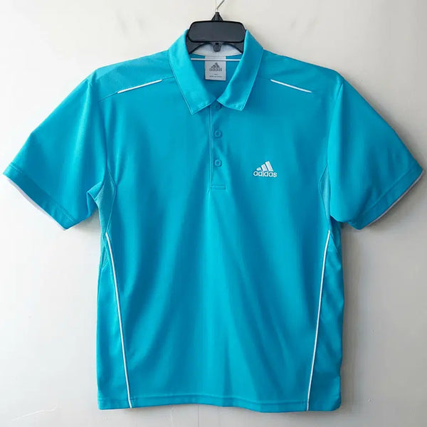 [BUNJANG] Adidas Polyester PK Mesh Collar Short Sleeve T-Shirt Emerald/Sky Blue / 아디다스 100/105 폴리에스터 PK메쉬 카라 반팔티셔츠. EB. +A.