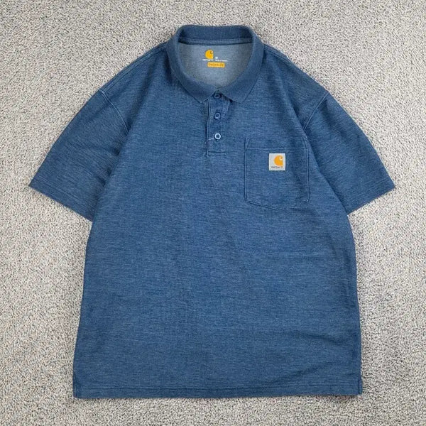 [BUNJANG] Carhartt Blue Short Sleeve Polo T-Shirt M / 칼하트 카라 반팔 티셔츠 ( M ) / 13165