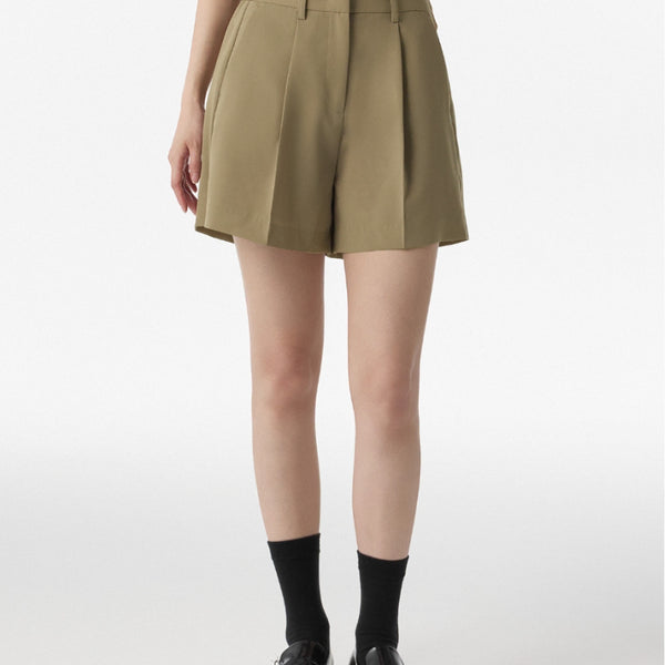 [BUNJANG] Musinsa Standard Women Linen-like One-Tuck Banding Shorts Beige / [무신사 스탠다드 우먼] 우먼즈 린넨 라이크 원 턱 밴딩 쇼츠