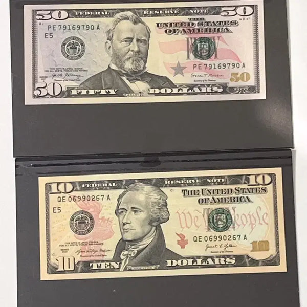 [BUNJANG] Unused US 50 Dollar & 10 Dollar Banknotes Set with Protective Holders / 미사용 미국 50달러  10달러 지폐 지폐 보호홀더 포함 수집용
