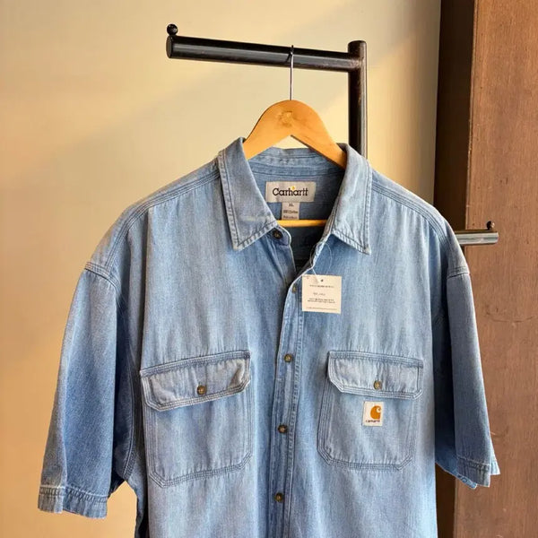 [BUNJANG] Carhartt WIP Remake Denim Short Sleeve Shirt XL / 0051 - 칼하트 리메이크 데님 반팔 셔츠 (XL)