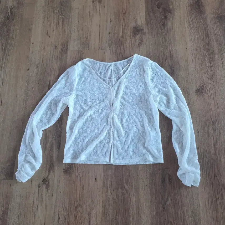 [BUNJANG] Women's White See-Through Cardigan / 여성 흰색 시스루 가디건