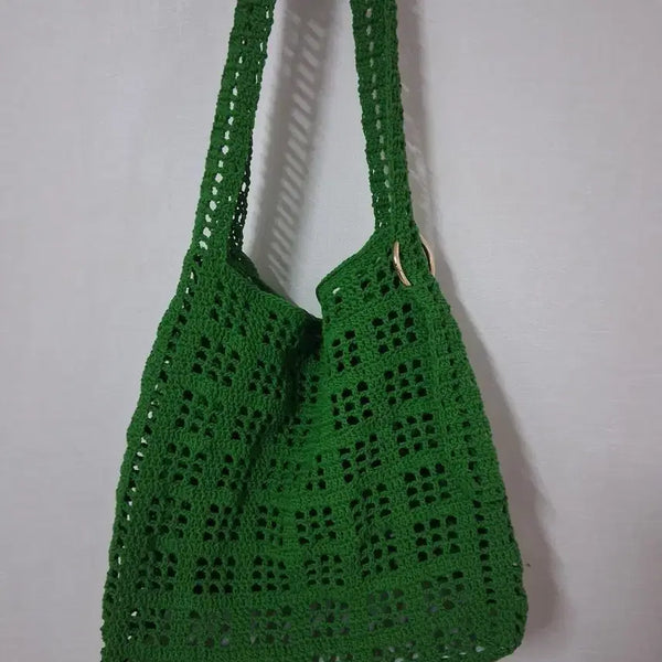 [BUNJANG] Handmade Knit Eco Bag Green / 뜨개질 에코백 그린