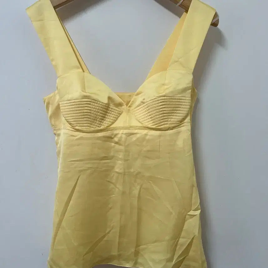[BUNJANG] The Handsome System Yellow Silk Bustier Top / 더한섬 시스템 옐로우 실크 뷔스티에 탑 새상품