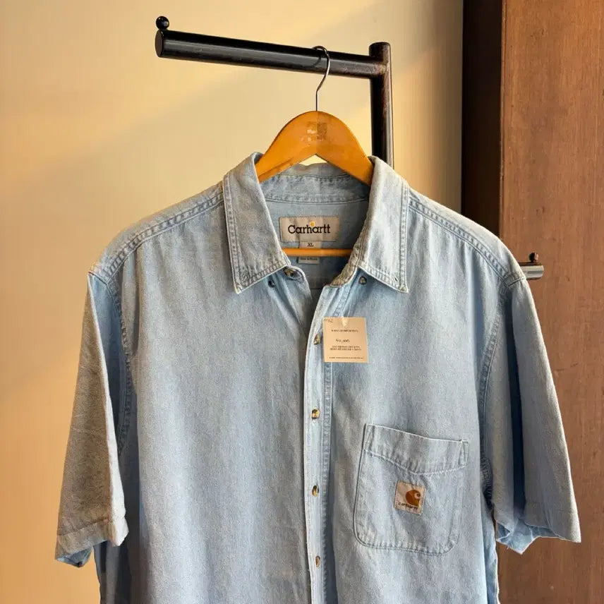 [BUNJANG] Carhartt WIP Remake Denim Short Sleeve Shirt XL / 0052 - 칼하트 리메이크 데님 반팔 셔츠 (XL)