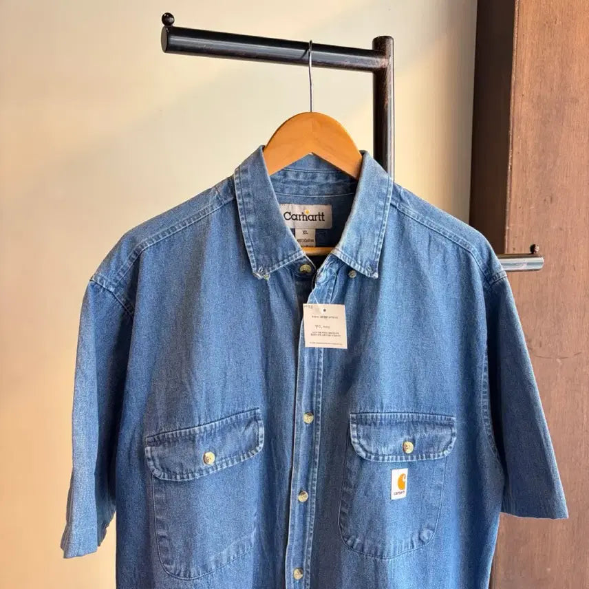 [BUNJANG] Carhartt WIP Remake Denim Short-Sleeve Shirt XL / 0053 - 칼하트 리메이크 데님 반팔 셔츠 (XL)