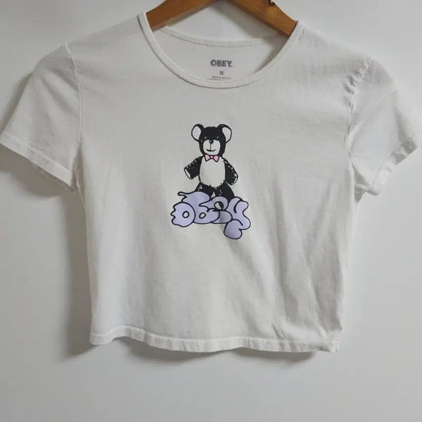 [BUNJANG] OBEY Bear Graphic Short Sleeve T-Shirt (M) / 오베이(OBEY) 베어 그래픽 반팔 티셔츠 (M) / 크롭 슬림핏