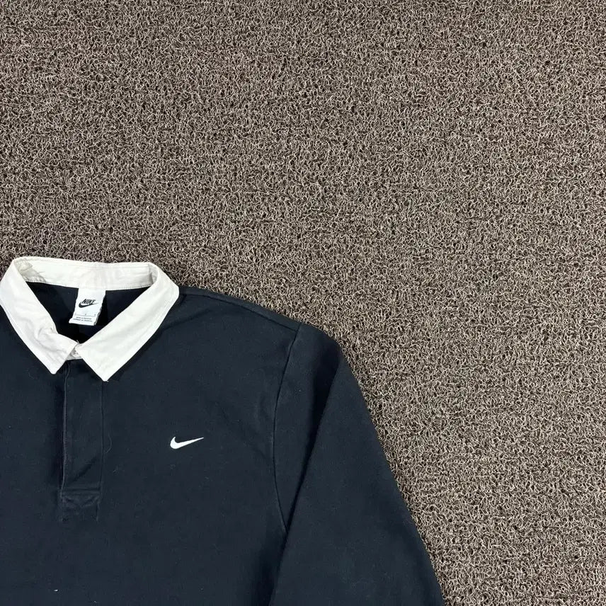 [BUNJANG] Nike Swoosh Black Long Sleeve Polo Shirt / 나이키 스우시 블랙 긴팔 카라티