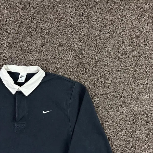 [BUNJANG] Nike Swoosh Black Long Sleeve Polo Shirt / 나이키 스우시 블랙 긴팔 카라티