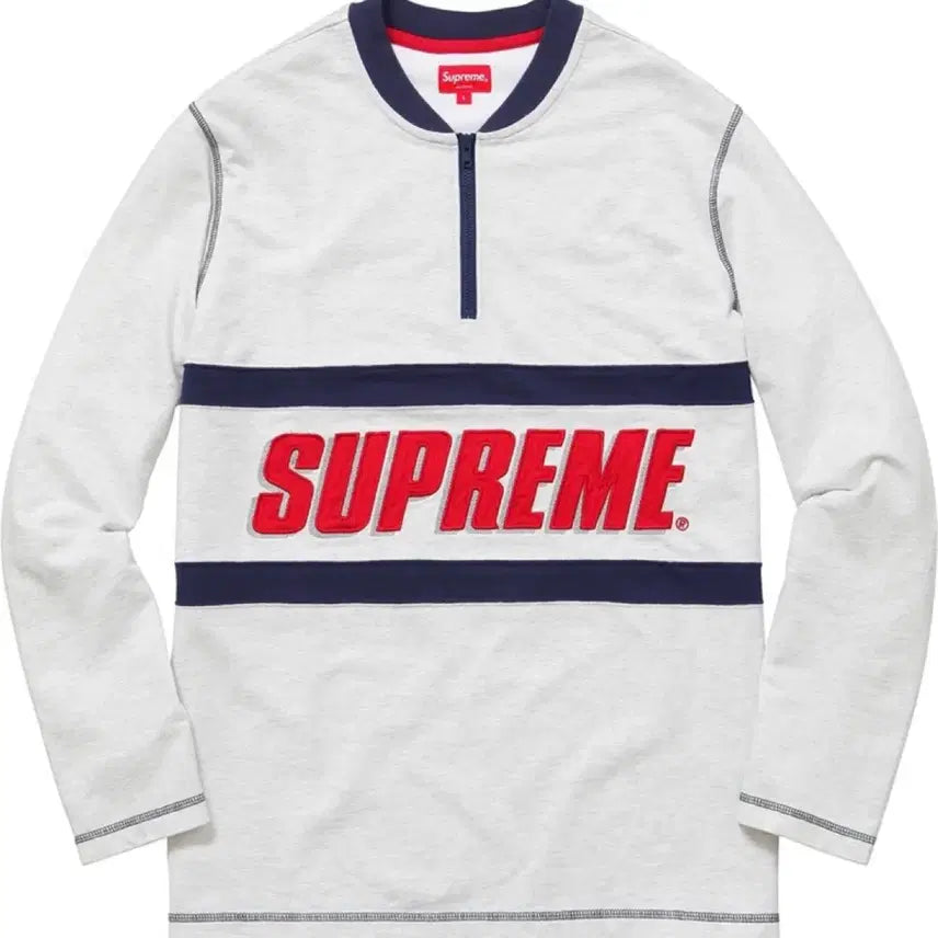 [BUNJANG] Supreme 16SS Bar Logo Half Zip Top / (M)슈프림 16SS 바 로고 하프 롱슬리브 탑