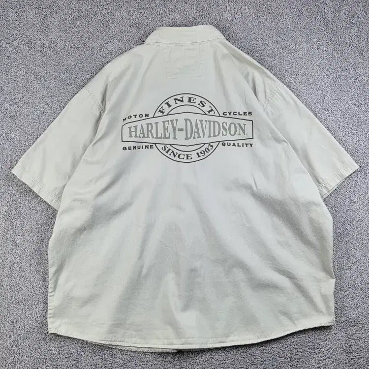 [BUNJANG] Harley-Davidson Cream/Ivory Short Sleeve Shirt (3XL) / 할리데이비슨 반팔 셔츠 ( 3XL ) / 13167