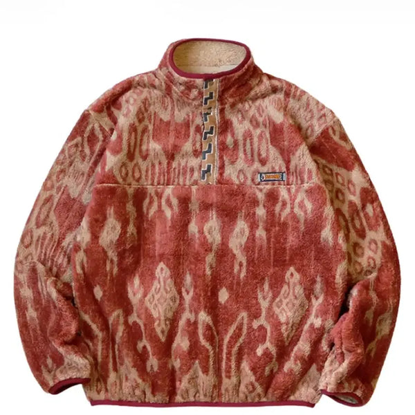 [BUNJANG] Kapital Java Kasuri Fleece Pullover Red / 캐피탈 자바 카스리 플리스