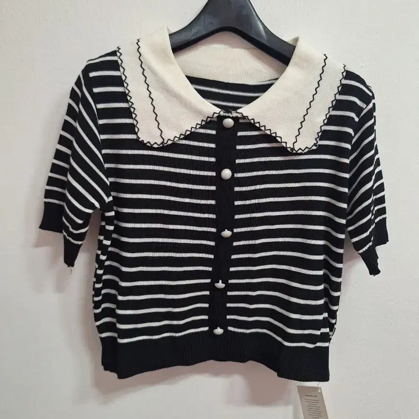 [BUNJANG] Sailor Collar Stripe Knit Top / 세일러 카라 스트라이프 니트 새상품