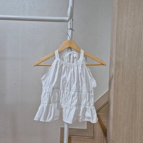[BUNJANG] White Sleeveless Ruffle Blouse XS / 화이트 민소매 러플 블라우스xs