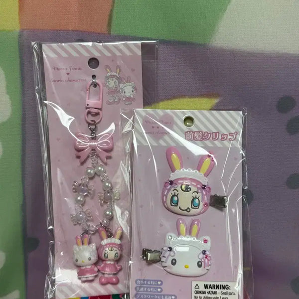 [BUNJANG] Mezzo Piano x Hello Kitty Keyring & Hairpin Set (Sealed) / 메조피아노*키티 키링+헤어핀