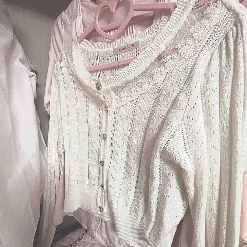 [BUNJANG] Vintage Clothing Set: Cardigan, Lace Dress, Summer Knit / 빈티지 의류 가디건 셔츠 레이스 원피스 여름 니트 갸루 히메갸루 라떼갸루