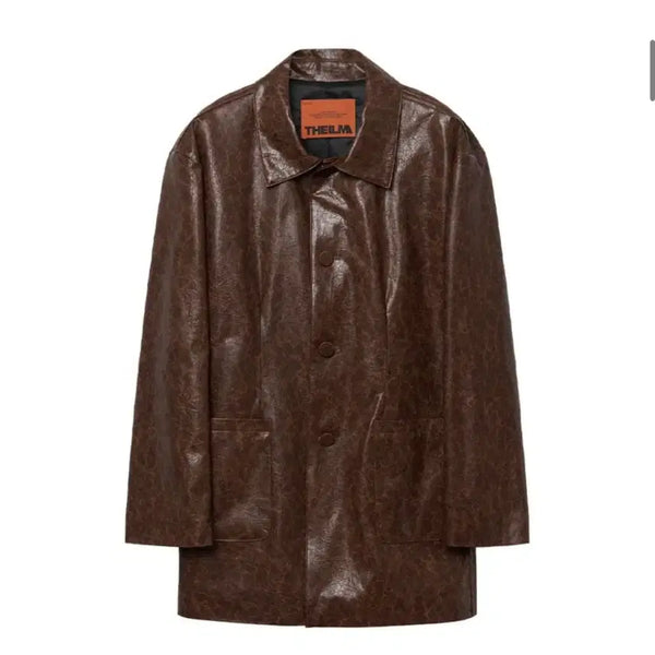 [BUNJANG] Theilma Greta Vintage Eco Jacket Brown / 더일마 가죽자켓 브라운 GRETA VINTAGE ECO JACKET brown