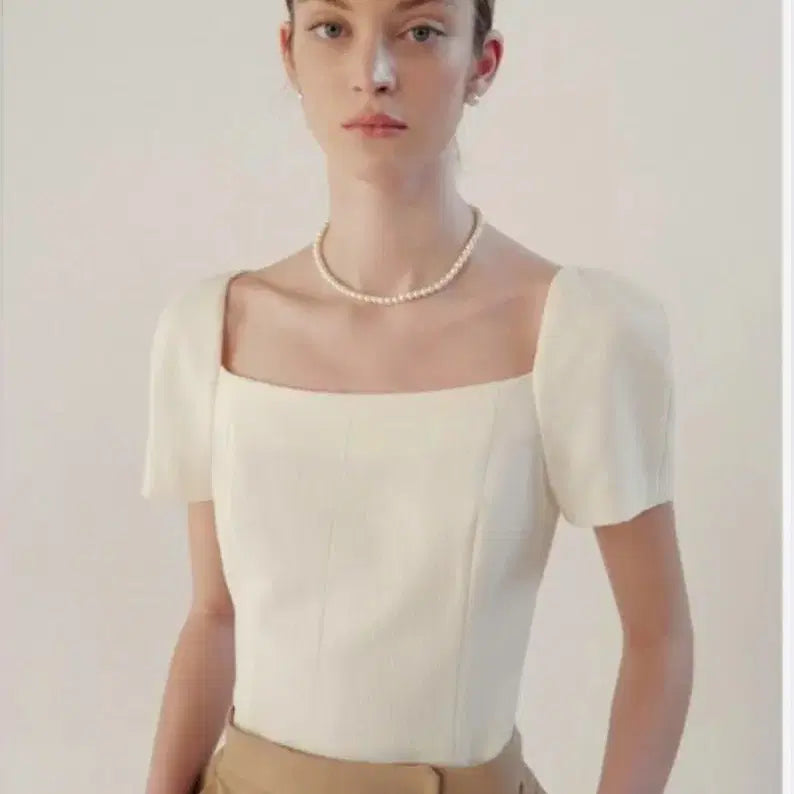 [BUNJANG] Bride And You Ivory Square Neck Puff Sleeve Blouse / 브라이드앤유 블라우스