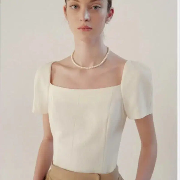 [BUNJANG] Bride And You Ivory Square Neck Puff Sleeve Blouse / 브라이드앤유 블라우스