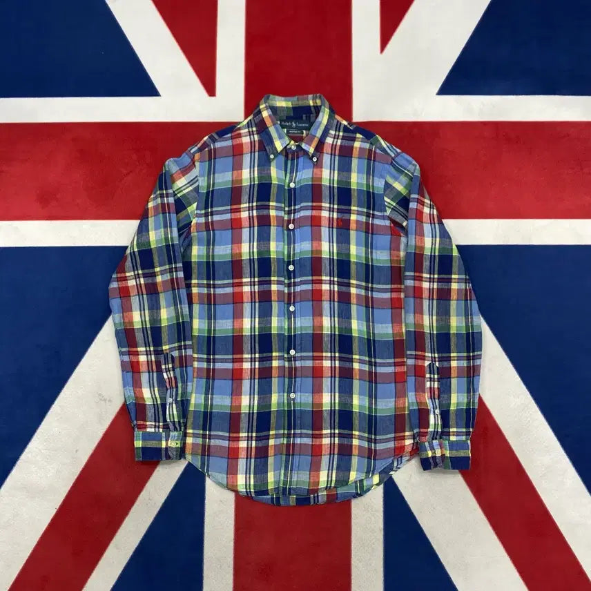 [BUNJANG] Polo Linen Check Shirt Size M (Fits L-XL) / 폴로 린넨 체크 셔츠 M 실측 L - XL