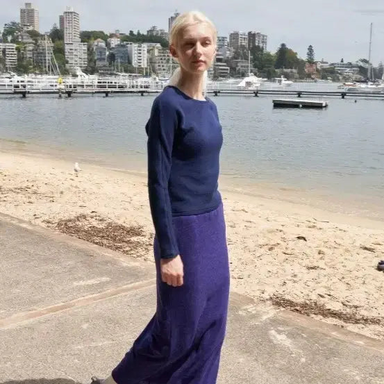 [BUNJANG] Pesto Knit Long Skirt / pesto 페스토 니트 롱 퍼플 레이크 스커트 밴딩 롱치마