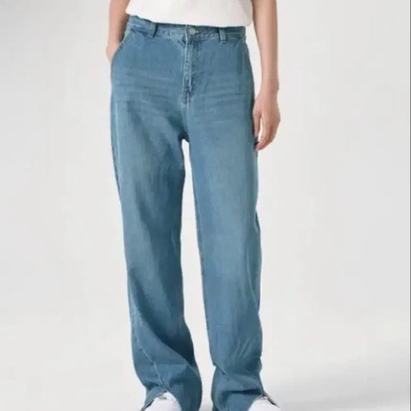 [BUNJANG] 8SECONDS Blue Diagonal Seam Straight Fit Denim Pants / 에잇세컨즈 블루 사선 절개 데님 팬츠 스트레이트핏