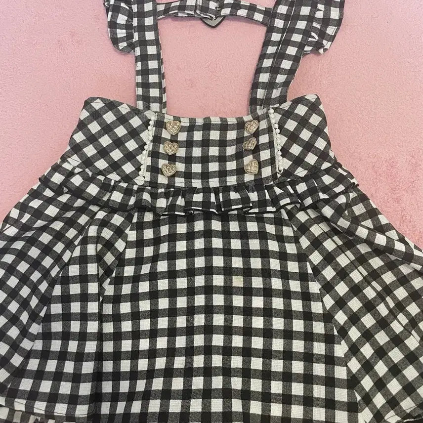 [BUNJANG] Lizlisa Gingham Suspender Skirt (Old Version) / 리즈리사 깅엄서스펜더 스커트 구버전 택없