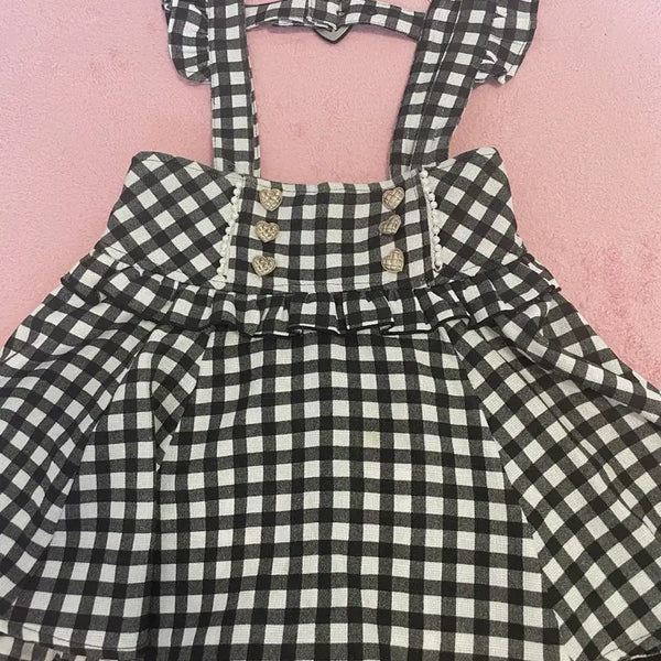 [BUNJANG] Lizlisa Gingham Suspender Skirt (Old Version) / 리즈리사 깅엄서스펜더 스커트 구버전 택없