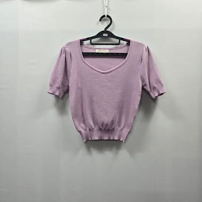 [BUNJANG] Light Purple Puff Sleeve V-Neck Knit / 0306 연보라색 퍼프소매 브이넥 니트