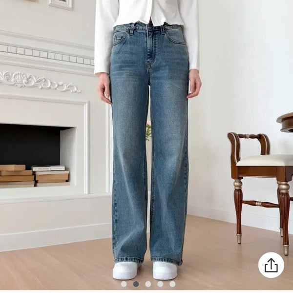 [BUNJANG] Guess Women's Wide-Leg Denim Pants / 게스 여성 청바지 와이드 사계절 데님 팬츠