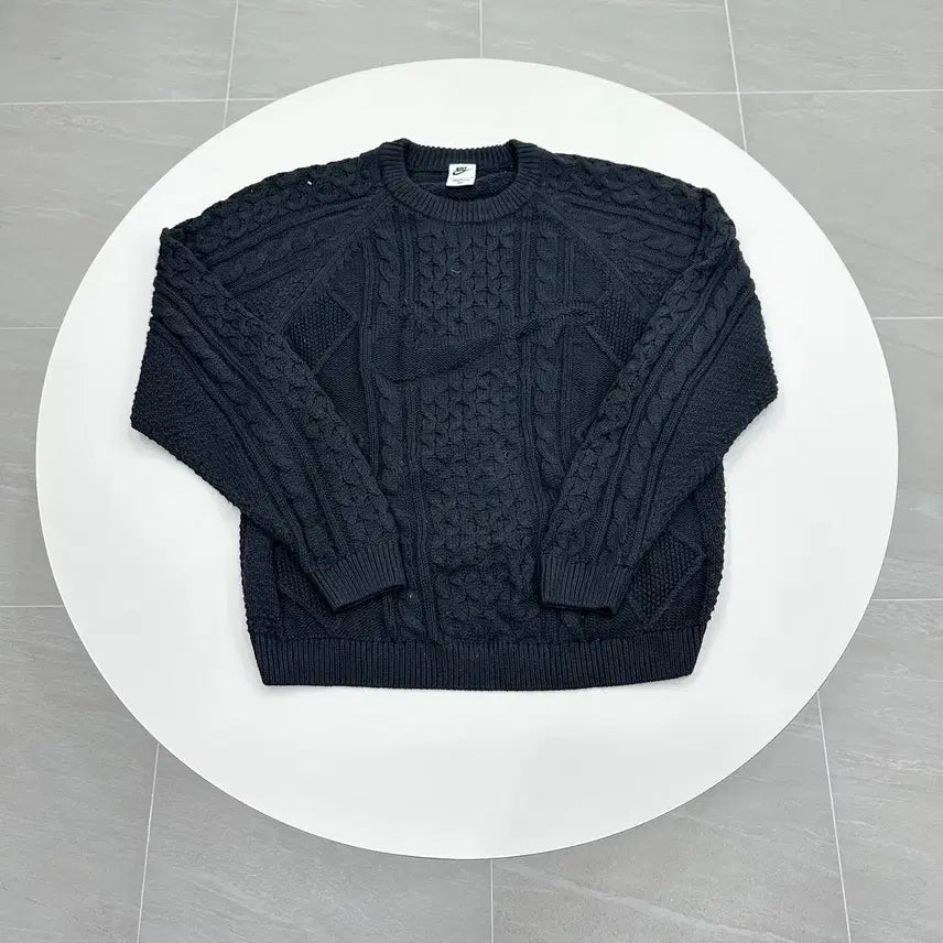 [BUNJANG] Nike Swoosh Cable Knit Sweater XL / 나이키 스우시 케이블 스웨터 꽈배기니트 XL 105