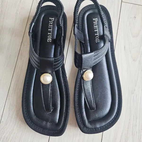 [BUNJANG] Pearl Embellished Flip-Flop Sandals (Size 250) / 쪼리샌들 250(새상품)