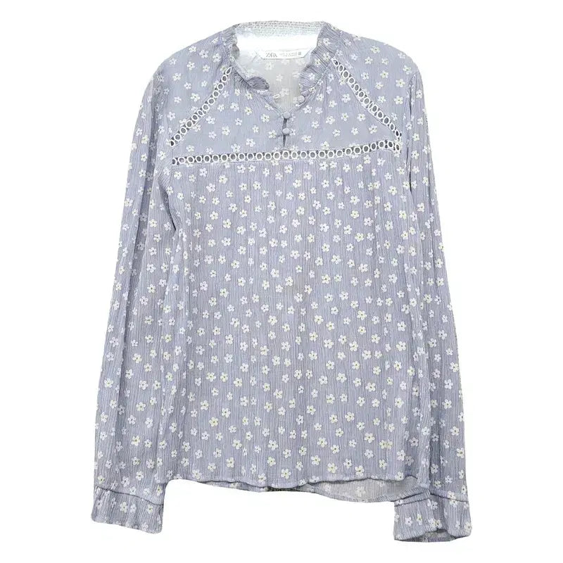 [BUNJANG] Zara Polka Dot Light Blue Blouse Size S / 자라 도트 라이트 블루 블라우스 S