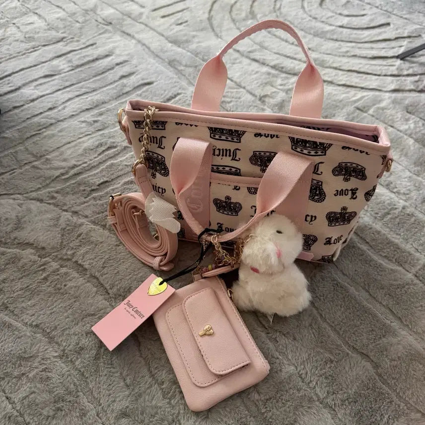 [BUNJANG] Jucycouture Pink Tote Bag Shoulder Bag / 쥬시꾸뛰르 토트백 숄더백 핑크(착샷O)