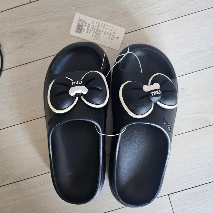 [BUNJANG] Ribbon Platform Slip-on Sandals (250) / 리본 통굽슬리퍼250(새상품)