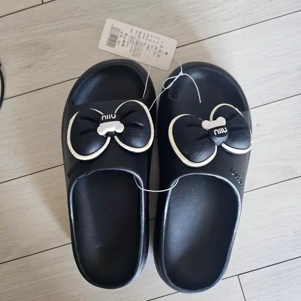 [BUNJANG] Ribbon Platform Slip-on Sandals (250) / 리본 통굽슬리퍼250(새상품)