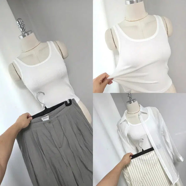 [BUNJANG] Dentta Processed Ribbed Tank Top / 새-쫀득 심플 나시(덴타가공)