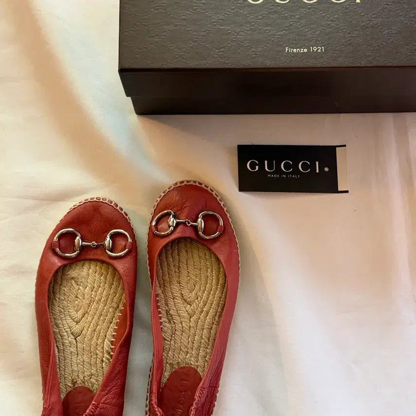 [BUNJANG] Gucci Espadrille Leather Flats / 구찌 에스파드류 레더 플랫
