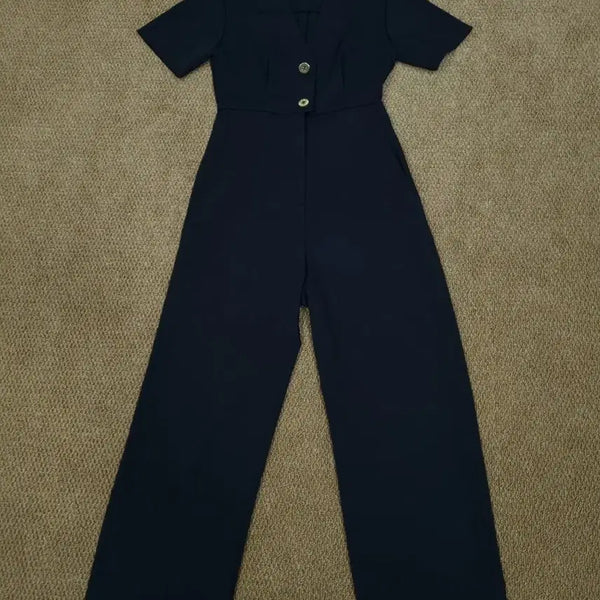 [BUNJANG] Sandro Black Jumpsuit Gold Button Detail / 산드로 점프수트